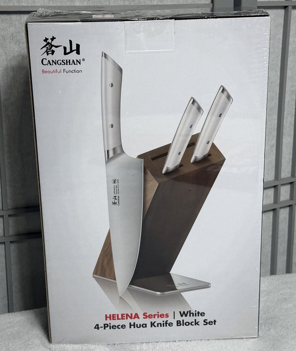 Brand New! Cangshan Helena Series 4-PC Hua Knife Block Set